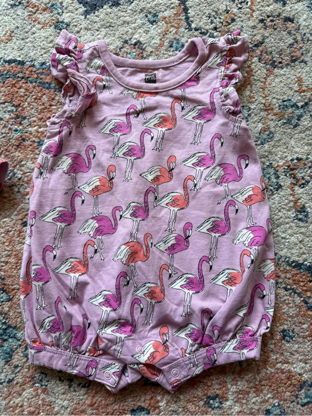 Tea Collection Pink & Coral Flamingo Ruffle Romper
